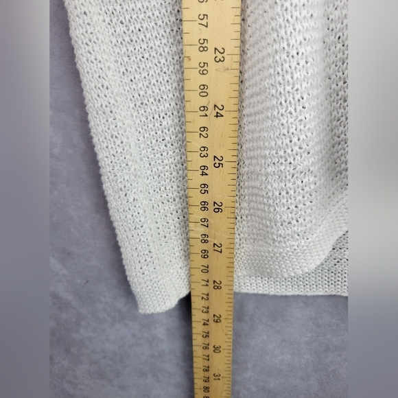 J. Jill white V-neck Open Knit Pullover lightweight transpare Sweater Size L - Picture 5 of 6